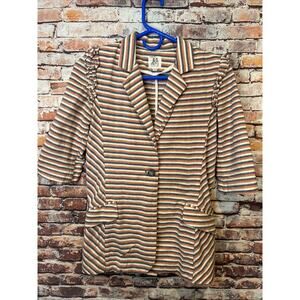 dRA Los Angeles Saffron red Striped Blazer jacket 3/4 sleeve women's size small